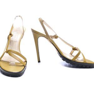 Versace mustard color stiletto sandals sz 37